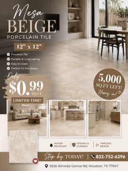 Porcelain Tile flooring sale - only 5k sq.ft left