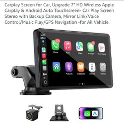 7" Wireless Apple CarPlay & Android Auto Screen w/ Backup Camera - Brand New
