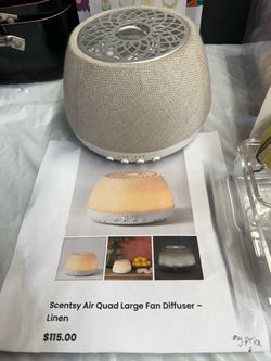 Scentsy Air Quad, Large Fan Diffuser and two brand new scentsy very vanilla air pods
