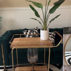 Medal, Wood Gold Rolling Bar Cart 