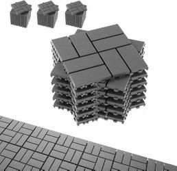 ❤️🔥 Interlocking Deck Tiles, EchoDeck Patio Deck Tiles, 44 Pack Deck Tiles Interlocking Outdoor All Weather, 12"x12", 8 Slat, 44 Sq. Ft, Highly Dura