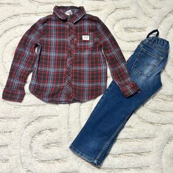 Boys Levi’s Jeans + Cotton On Plaid Shirt | Size 5