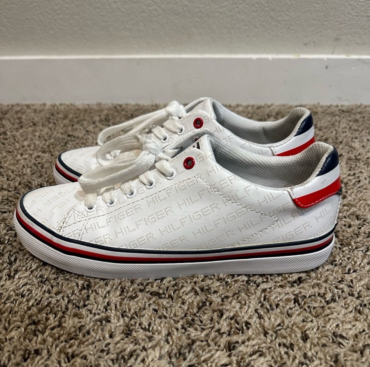 Tommy Hilfiger Womens Shoes Sneakers TWFALCOR-C White Navy Red Size 7.5 M