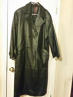 Ladies long leather coat