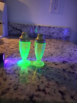 Uranium Glass Salt and Pepper Shakers