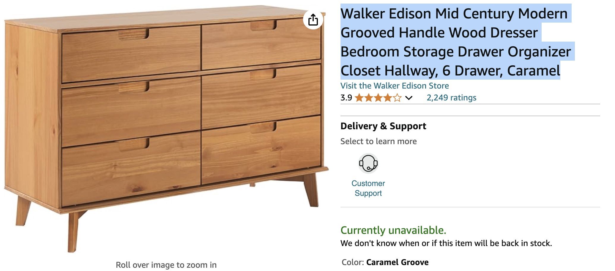 walker edison mid century modern grooved handle wood dresser Walker Edison 6