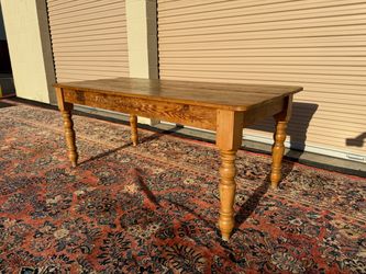 Vintage Solid Pine Wood Farmhouse Dining Table