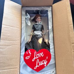 VTG Franklin Mint I Love Lucy Lucille Ball Vinyl Portrait Doll 16" Boxed NIB