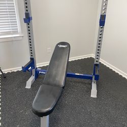 Heavy Duty Adjustable Bench With Rack, Spotter Arms And J-Cups