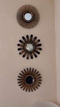 Set of 3 Sunburst Wall Mirrors