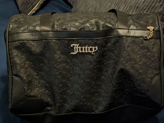 Juicy Couture Black Embossed Monogram Weekender Duffel Bag