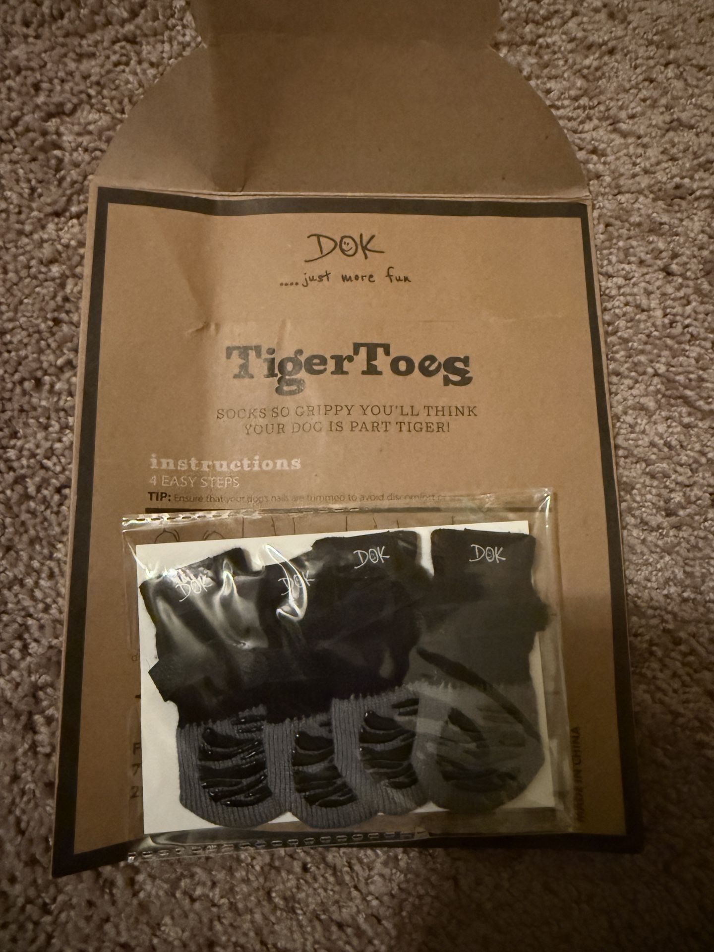 DOK TigerToes Premium Non-Slip Dog Socks for Hardwood Floors- dog paw protection