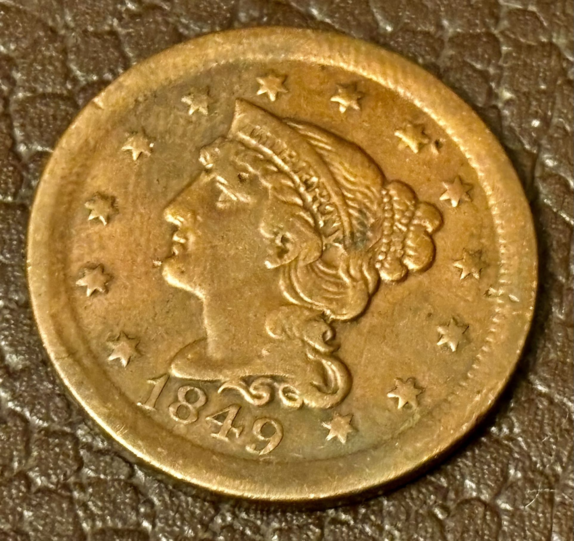 1 cent 1849. Antique Coin USA.