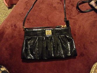 Anne Klein gold black alligator shoulder bag