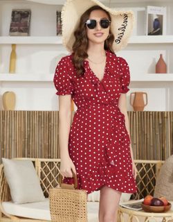 V Neck Short Sleeve Dress, Women's Clothing size xl