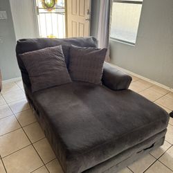 Couch Teddy Fleece  Chaise Lounge Sectional Dark Brown 