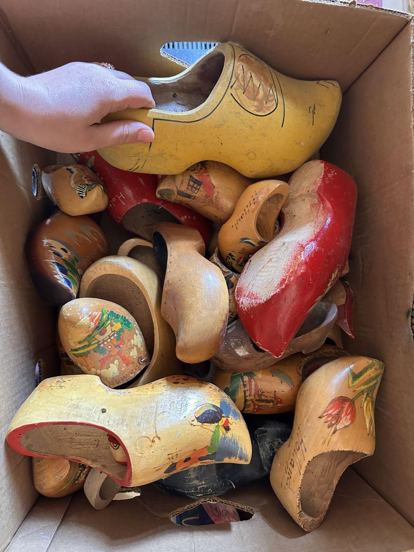 Lot of Vintage Wooden Dutch Clogs – Hand-Painted Souvenir Shoes