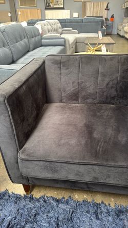 Dark Gray Velvet Accent Chair