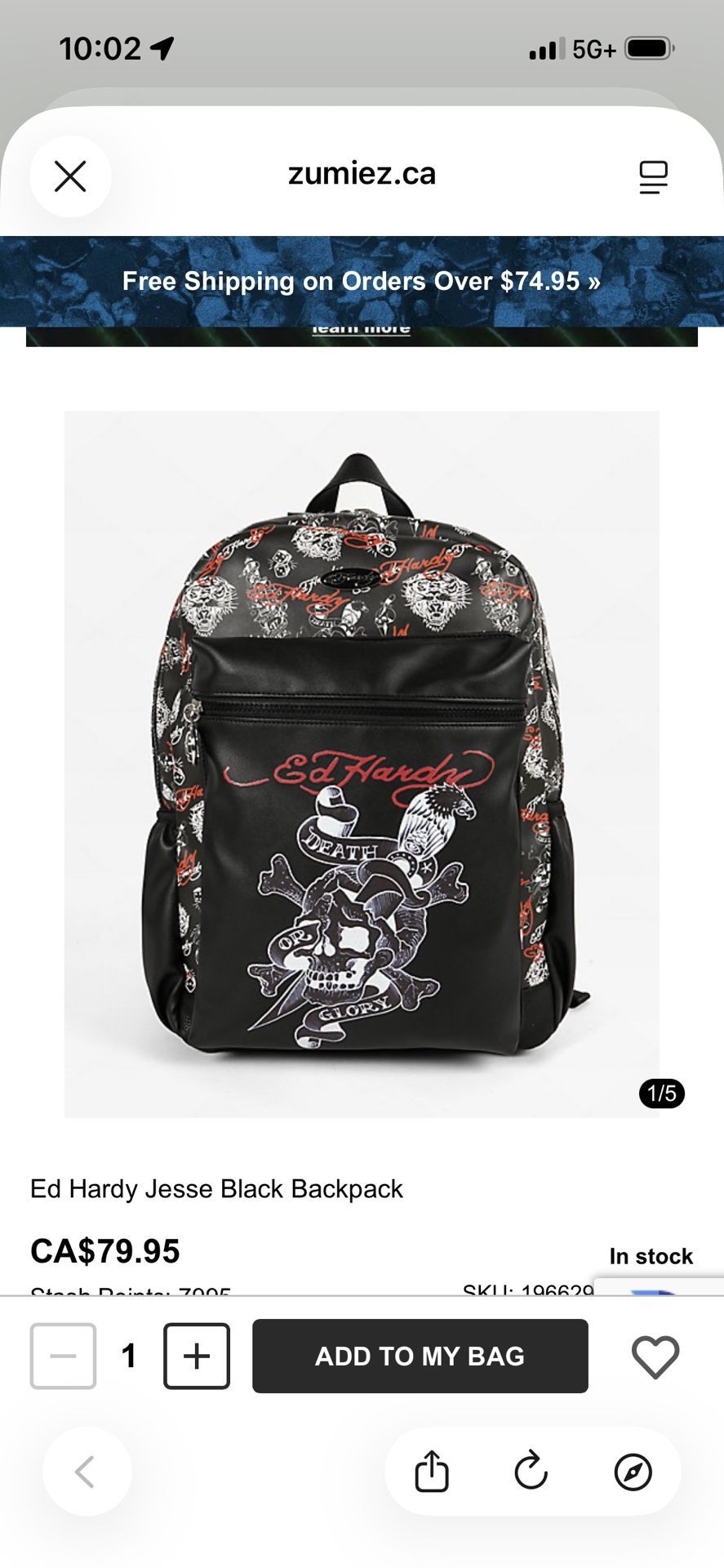Ed Hardy Death Or Glory Laptop Backpack