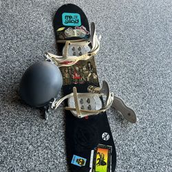 Youth Snowboard With Bindings And Helmet 119cm   $160
