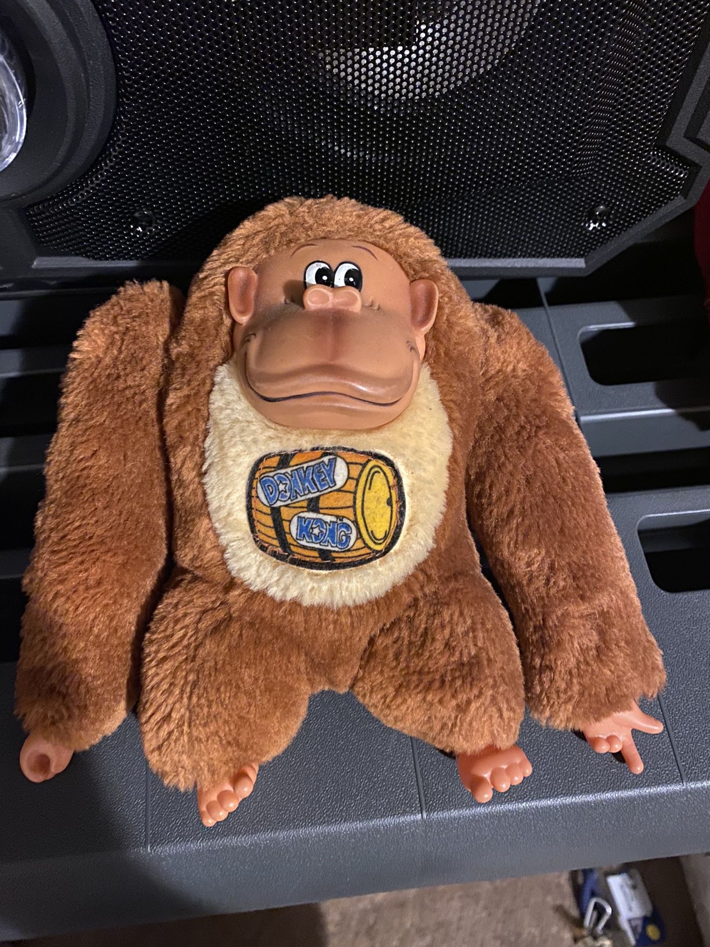 Vintage Donkey Kong plush toy with rubber face, hands, and feet 1982 Nintendo