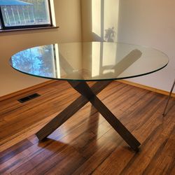 Round Glass Dining Or Breakfast Table 