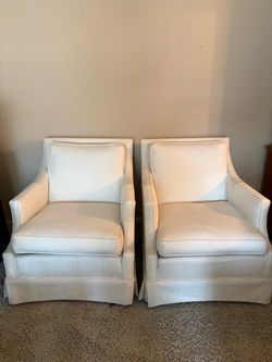 Pair of Cream Upholstered Accent Chairs