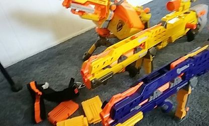 NERF 2 SNIPPER LONG SHOT,1 VULCAN MACHINE GUN PLUS ACCESSORIES