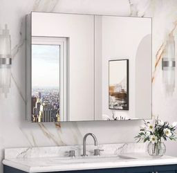 🪞 Large Mirrored Medicine Cabinet – 40” x 32”