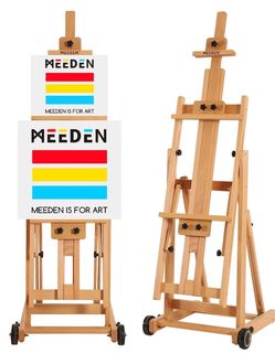 MEEDEN Adjustable Wooden Artist Easel with Wheels – Open Box – $80
