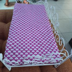 21" DOLL METAL BED BATTAT  Sweet Dreams Fancy Hearts CurlyQ Scrolled VINTAGE