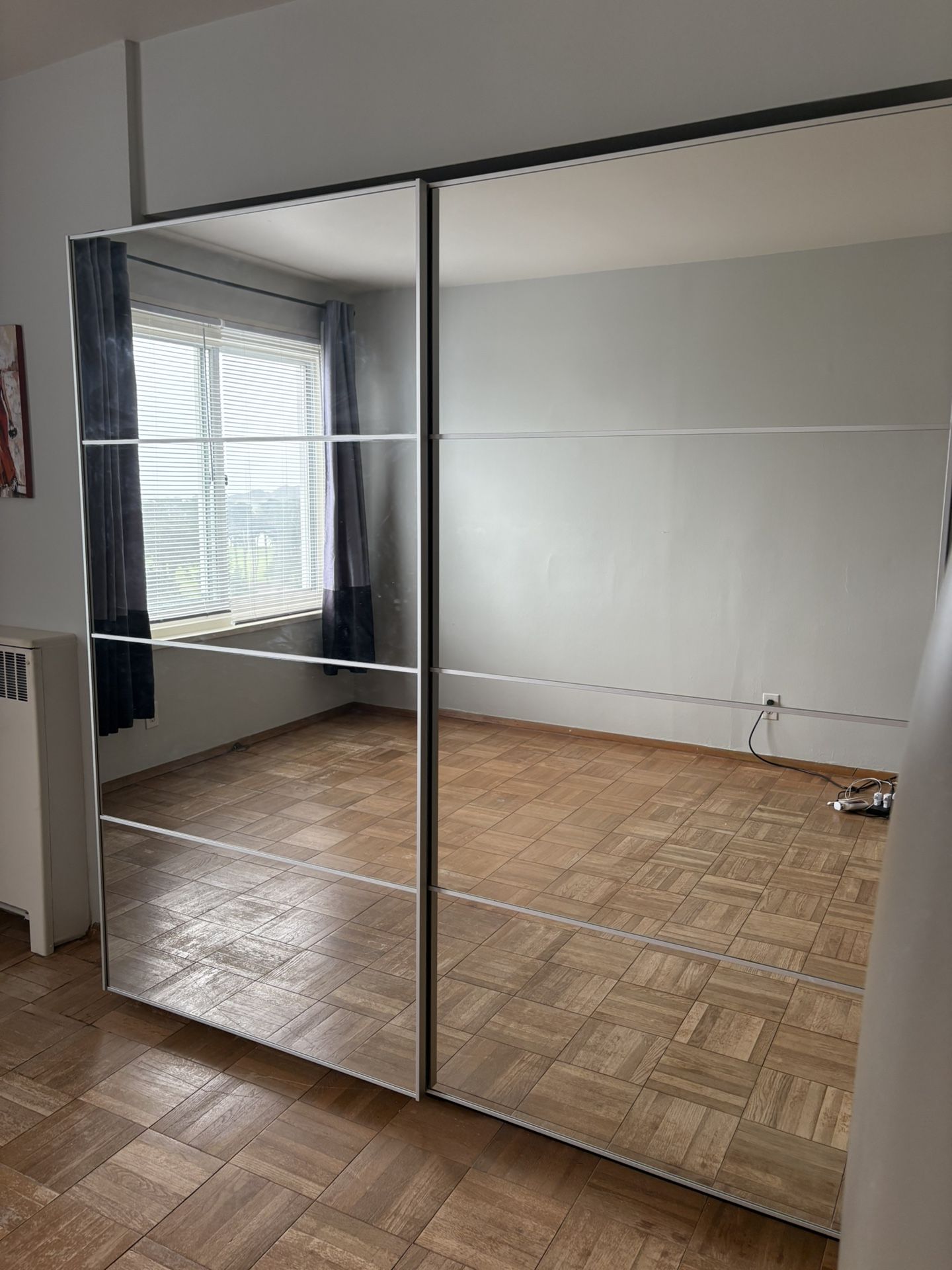 PAX / AULI wardrobe with sliding doors, dark gray/mirror glass, 59x167 - $500