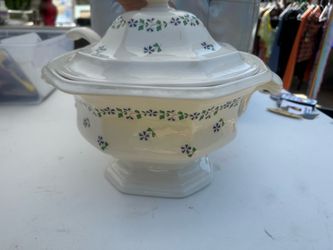 Vintage White Floral Serving Bowl