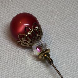 Vintage Cherry Red Moonglow Stick Pin
