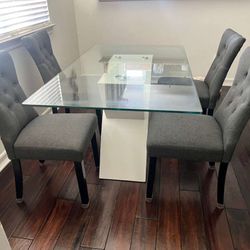 Glass Dinning table Set with 4 Chairs & 2 Bar Stools