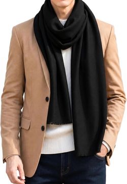 Mens Winter Scarf Soft Warm Long Lightweight Scarf for Men Classic plaid, solid and striped styles in a versatile 72 x 12 in design for daily wear, co
