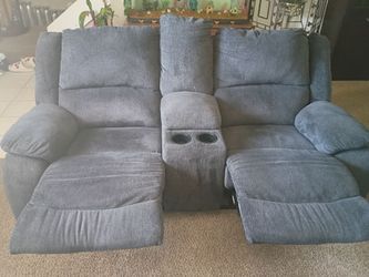 Navy Blue Recliner Sofa Set 2 pcs