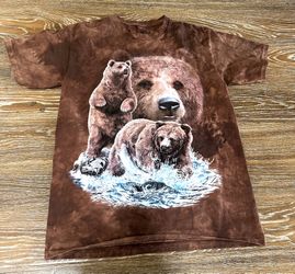 The Mountain Bear Tie Dye AOP Brown Animal Nature Shirt Men’s Size Medium