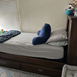 Twin Bed, Bed Frame Bookshelf And Trundle 