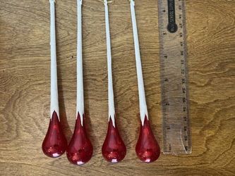 Vtg 1980's-90's Kurt Adler Teardrop Blown Glass Ornaments - Box Set 4