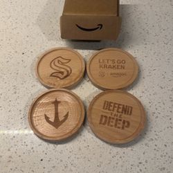 Engraved Kraken Wooden Coasters