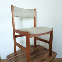 Vintage Danish Modern Style Solid Teak Wood Side Chair by Sun