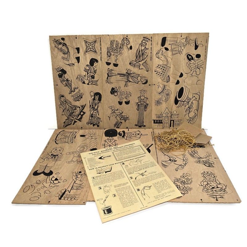 ARROW Paint by Numbers 332 Wood Christmas Ornaments Unpunched With Instructions, 