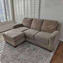 Beige Microfiber Reversible Sectional Sofa