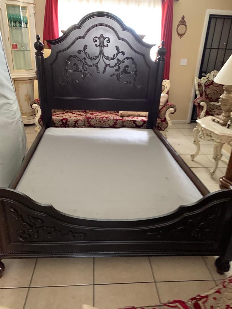 Queen bed frame and two night stand mattress