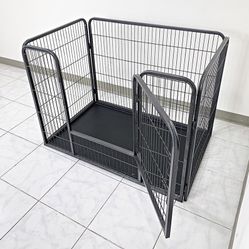 New in box $110 Heavy-Duty Dog Pet Playpen w/ Plastic Tray Indoor Outdoor Cage Kennel 4-Panel, 49”x32”x35” 