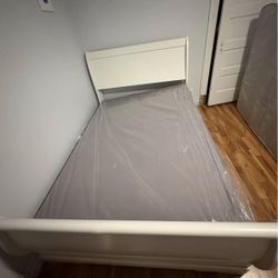 full size bed frame and box spring mattress 