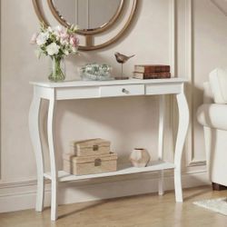 White Console Table with Drawer
