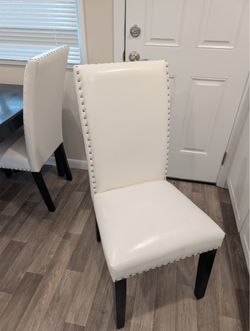 White Faux Leather Dining Chairs – Set of 4