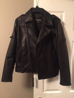Mens Express Leather Motorcycle Jacket Black Size Medium